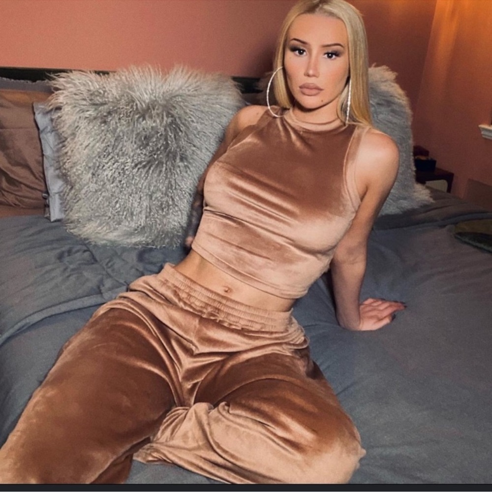 Skims Velour Crewneck Tank in Sienna (3x)